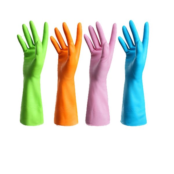4 Pair Waterproof Reusable Dishwashing Nitrile Gloves for Car-washing Laundry Household Cleaning Medium