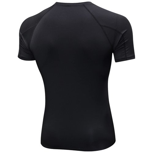 Black Compression Shirts Men Short Sleeve Workout Gym T-Shirt Running Tops Cool Dry Sports Base Layer Undershirts