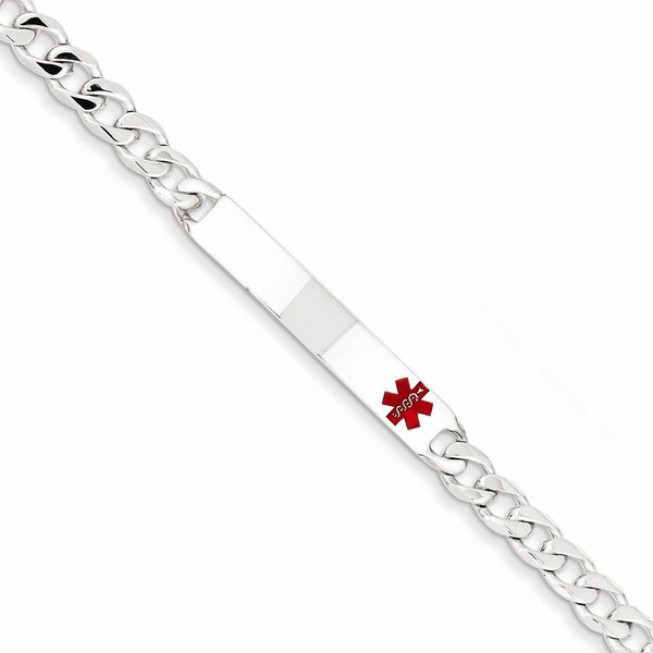 Sterling Silver Polished Medical Curb Link ID Bracelet