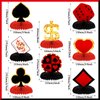8 Pieces Casino Birthday themed Party Decorations Set, Poker Honeycomb Centerpieces Honeycomb Table Centerpieces Playing Card Sign Decoration for Casino Poker Theme Birthday Party Supplies, 8 Designs