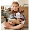 DolliBu Super Soft Plush Red Plaid Outfit Moose - Soft Huggable Wild Life Moose, Adorable Playtime Zoo Moose Plush with Clothes, Cute Wildlife Cuddle Gift Super Soft Plush Doll Toy For Kids - 9 Inches