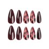 OCOUYVD Almond Press-on Nails, 24 Pcs Fall False Nails with Leopard Designs, ABS Material, Medium Size, Autumn Glue on Nails for Women