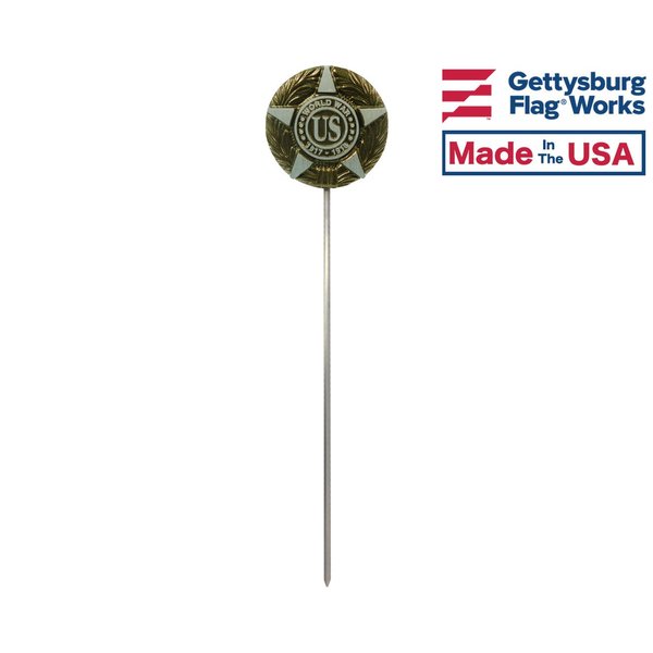 Aluminum Grave Marker WWI, Cemetery Memorial Flag Holder, Veteran Plaque, Made in USA