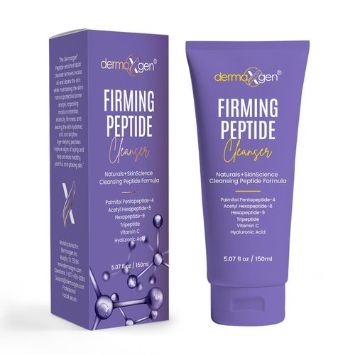 DERMAXGEN Firming Peptide Cleanser – 5fl oz Multi-Peptide Facial Cleanser with Vitamin C and Hyaluronic Acid – Anti-Aging Gentle Cleanser for Face – Hydrating Face Cleanser for All Skin Types