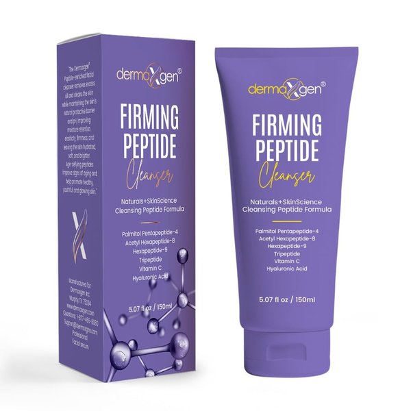 DERMAXGEN Firming Peptide Cleanser – 5fl oz Multi-Peptide Facial Cleanser with Vitamin C and Hyaluronic Acid – Anti-Aging Gentle Cleanser for Face – Hydrating Face Cleanser for All Skin Types