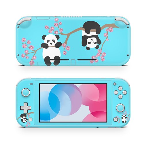 ZOOMHITSKINS Switch Lite Accessories, Compatible for Switch Lite Skin, Panda Kawaii Cute Lovely Animal Happy Bear Nature Blue, 3M Vinyl, Durable & Fit, Easy to Install, Made in The USA