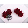 Kercisbeauty Rose Red Hair Comb for Flamenco Dancer Women Girls Halloween Party Costume Prom Hair Clip Wedding Bridal Headpiece (Big Comb, Dark Red)