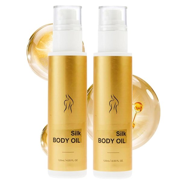 Renhe ingenuity Silk Body Essence Oil, Silk Body Oil, Silk Essential Oil, Anti-Wrinkle Silk Body Oil, Dry Skin Firming Extract Body Oil (2pcs)