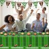 74Pcs Football Party Decorations Supplies Super Bowl Party Decoration Set Include Dinner Plates, Dessert Plates, Napkins, Cups, Banner and Tablecloth Football Birthday Party Favors Kit
