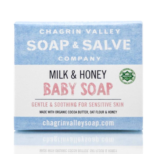 Chagrin Valley Soap & Salve Natural Organic Baby Soap - Unscented, Mild & Moisturizing Goat Milk & Honey Soap for Babies, Children, Sensitive Skin, Dry Skin, Eczema - 3.5 OZ Bar