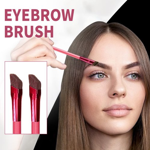 Monirsen 2Pcs Anjoize Eyebrow Brush, Anjoize 4D Laminated Eyebrow Home Grooming Kit, 4D Hair Stroke Brow Stamp Brush Ultra-thin Brow Pen, Three-dimensional Concealer Makeup Brush for Women