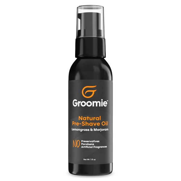 GROOMIE Natural Pre-Shave Oil for Bald Headed Men and Women | Specially Formulated Plant Based Recipe with Milk Thistle Seed, Essential Oils, Antioxidants, and Vitamin E | Promotes Close Shave -1 OZ