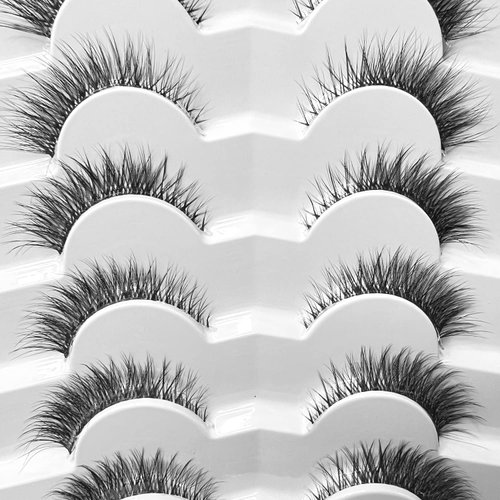Girapanda Clear Band Cat Eye Lashes Natural Look 12mm Short False Eyelashes Wispy 3D Faux Mink Lashes Short Style TEFG|7 Pairs