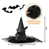 Welkin Halloween Black Witch Hat for Women with Soft Lace Mesh Rose& Feathers，Black Foldable Pointed Cap for Halloween Witch Costume or Halloween Party