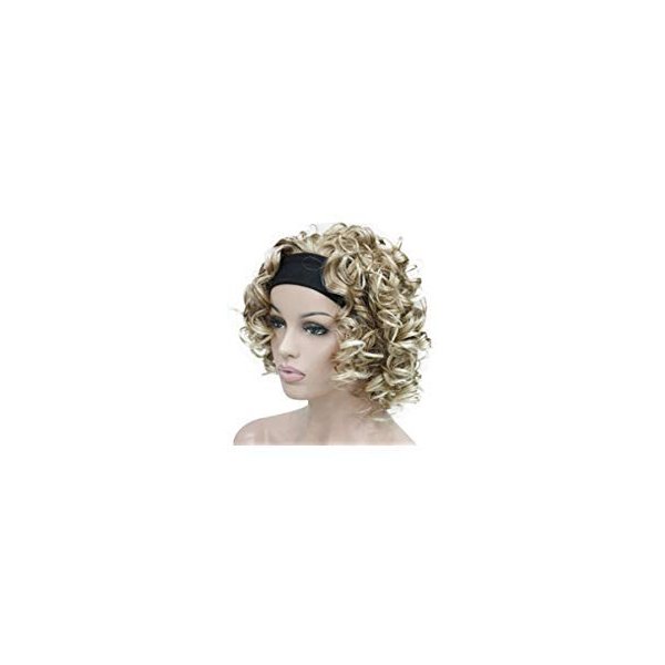 Lydell 12" Super Curly Wigs Blonde mix Synthetic Headband Wigs (27T613 Blonde mix)