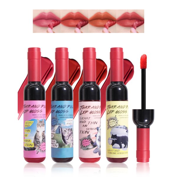 Peel Off Lip Liner Stain Set-4Pcs Matte Lip Tint Tattoo Peel Off Stain,Long Lasting Waterproof Peeling Lipstain Lip Gloss,High Pigmented Lightweight Non-Stick Non Fade Liquid Lipstick Makeup for Women