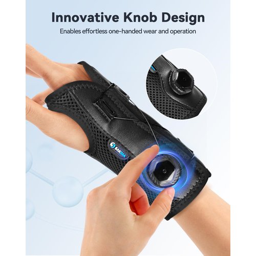 SAKIMA Wrist Brace for Carpal Tunnel - Adjustable Knob Hand Brace Night Support, Fits Left & Right Hand, Provide Maximum Wrist Support for Men and Women for Tendonitis Arthritis Sprains (5.5-8 inch)