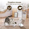 NADESSA Interactive Cat Toy Mouse, Automatic Cat Toys with LED Lights Feathers