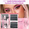 Qiveaory DIY Lash Extension Kit 720pcs Individual Lashes Clusters D Curl Eyelash Extension Kit with Lash Bond and Seal, Eyelash Remover Tweezers Brush(10-18mm,30D+40D+50D+60D) Lash Books DIY at Home