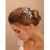 Jumwrit Wedding Hair Pins Rhinestone Bridal Hair Pins Pearl Headpiece for Wedding Leaf Bridal Hair Accessories for Bride Bridesmaid（Silver）