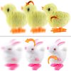Vicketoy 8 Pack Easter Wind Up Chick Bunny Toys, Plush Chicken Wind-Up Toys Fluffy Rabbit Clockwork Toys Novelty Hopping Toys for Kids Easter Egg Hunt Basket Fillers Party Favors Birthday Gifts (#A)