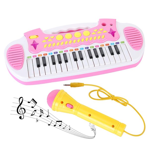 Love&Mini Piano Toy Keyboard for Kids - Birthday Gifts for 3 4 5 Years Old Girls Toys with 31 Keys and Microphone Musical Instrument Toys for Girls Gifts (Pink)