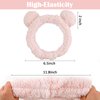 Ondder 2 Pcs Bear Ears Skincare Headbands Cure Makeup Headband Pink Spa Headband for Washing Face White Face Wash Headband Facial Headband Head Band Hair Band for Makeup Cosmetic Spa Party