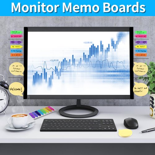 Monitor Memo Board, 2PCS Transparent Computer Monitor Memo Board, Monitor Side Panel Creative Desktop Memo Board, Acrylic Desktop Memo Board, Computer Sticky Note Holder for Home Office