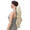 SWACC 24-Inch Long Messy Curls Claw Clip Ponytail Extensions Synthetic Clip in Drawstring Curly Ponytail Hairpiece Jaw Clip Hair Extensions (Platinum Blonde-60#)