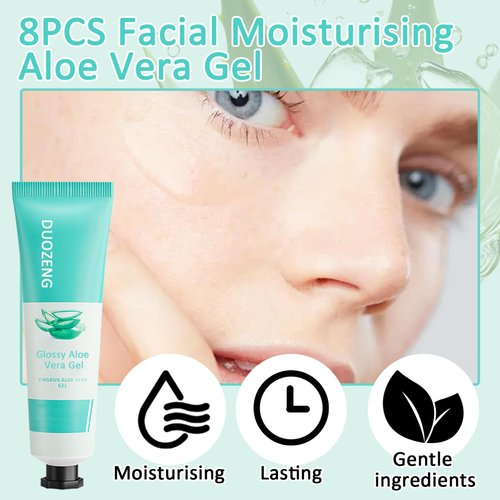 8PCS Aloe Vera Gel for Face,Hydrating Refreshing Aloe Vera Gel for Sunburn Relief,Travel Size Non-sticky Aloe Vera Face Moisturizer,Fast Absorbing After Sun Lotion Aloe Gel Moisturizer for Face