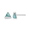 S925 Turquoise Stud Earrings for Women Triangle Cut Sterling Silver Cute Earrings for Girls Brushed Finsh Fine Jewelry for Women