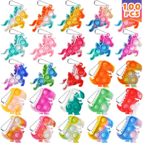 100 Pack Unicorn Party Favors for Kids Goodie Bags Stuffers Pop Fidget Toys Bulk Its,Unicorn Toys Pinata Stuffers Birthday Party Favors 4-8