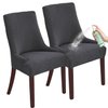 KELUINA Jacquard Waterproof Stretch Wingback Chair Cover Slipcover - Reusable Protector Cover for Dining Room Banquet Home Decor etc Machine Washable Hand Washable (Dark Grey,2PC)