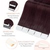 SEGO Tape in Hair Extensions Human Hair 16 Inch 50g 20pcs Natural Straight 100% Remy Rooted Seamless Skin Weft Invisible Double Sided Tape Hair for Women-Wine Red