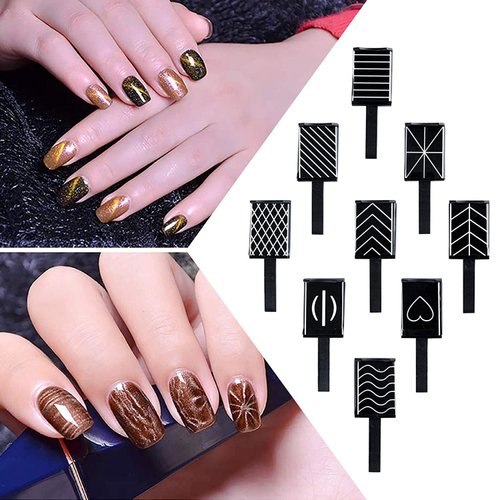DANNEASY 16pcs Cat Eye Magnet for Nails Acrylic Magnetic Gel Nail Polish Stronger Nail Magnets Wand Double-Head Magnet Board Nail Polish Magnet Pen Nail Design Tools Nail Art Accessories