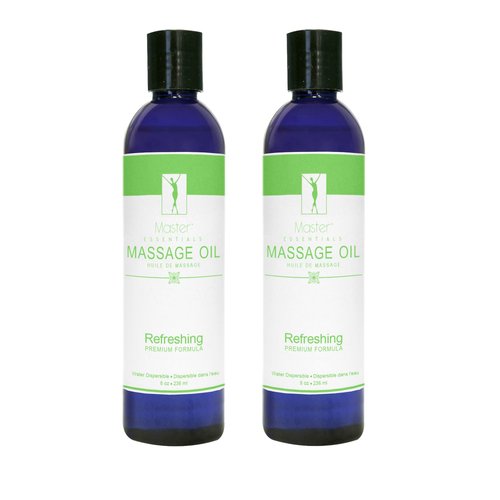 Master Massage Organic Massage Oil - 8 fl oz, Refreshing Sense, Water-Soluble, Skin-Nourishing Formula for Relaxation, Ideal for Massage Therapy and Home Use, Pack of 2