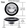Buumook 3 Pack - Kitchen Sink Drain Strainer and Stopper Set for Most Sinks, Silver