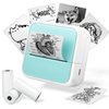 HiHTV Sticker Printer - Mini Sticker Maker Machine with 3 Roll Tapes, Bluetooth Portable Inkless Printpods Pocket Printer for Kids Study Notes, Anatomical Diagrams, Photos, Kids Gift