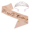JasperKino 75th Birthday Sash and Tiara Set Rose Gold Birthday Sash Crown Birthday Party Favors Supplies for Girls Birthday Party