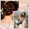 64 Pieces Wedding Hair Comb Set, Include 20 Flower Rhinestone Hair Sticks, 20 Pearl Hair Pins, 3 Crystal Pearl Combs, Pearl Wedding Hair Vine, 20 U Shaped Pearl Hair Clip (Novel Style)