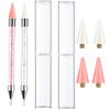 Lishae 2PCS Dual-Ended Nail Rhinestone Picker Tool, Wax Tip Pencil Pick up Applicator, DIY Nail Dotting Pen, Nail Art Pen for Gems, Stones, Crystals, Nail Accessories for Manicure