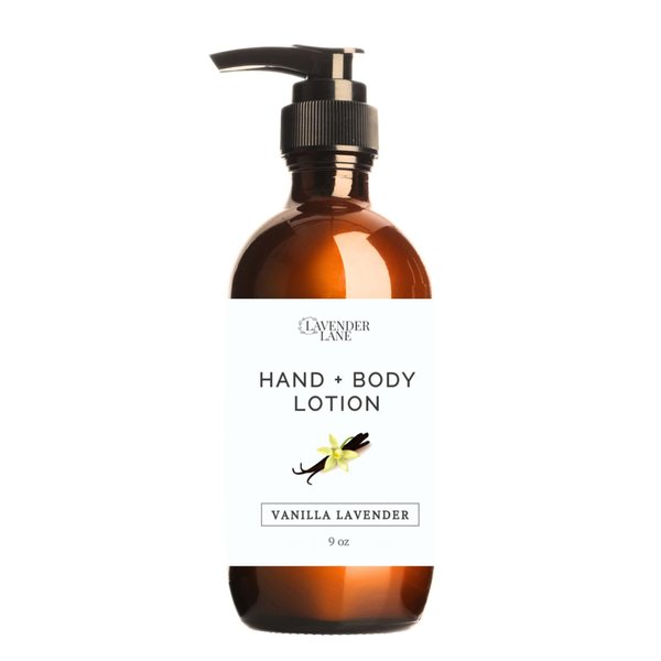 LAVENDER LANE Vanilla Lavender Hand & Body Lotion, 9 oz - Made With Our Lavender Essential Oil, Goat's Milk, Moisturizing Shea Butter, Grown & Made in USA