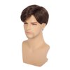 Swiking Men Brown Straight Wigs Short Side Part Natural Synthetic Hair for Male Daily Full Wig