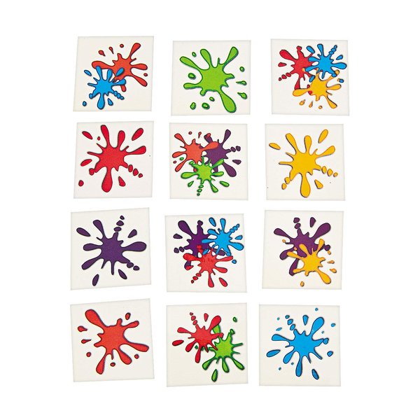 Fun Express ARTIST PAINT SPLASH TATTOOS - Apparel Accessories - VBS Vacation Bible School Supplies/Decor - 72 Pieces