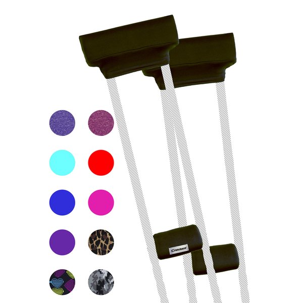Crutcheze Premium USA Made Crutch Pad and Hand Grip Covers | Comfortable Underarm Padding Washable Breathable Moisture Wicking Odor Reducing- Accessories for Adult & Youth Crutches (Black)