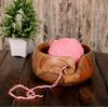 Samhita Acacia Wood Wooden Yarn Bowl for Crocheting & Knitting Hand Made by Indian Artisans Birthday Gifts for Mom & Knitting Lovers (6" x 6" x 3")