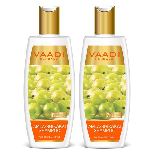 Vaadi Herbals Herbal Shampoo, ALL Natural - Suitable for All Hair Types - Pack of 2 X 11.8 Ounces (Amla Shampoo)
