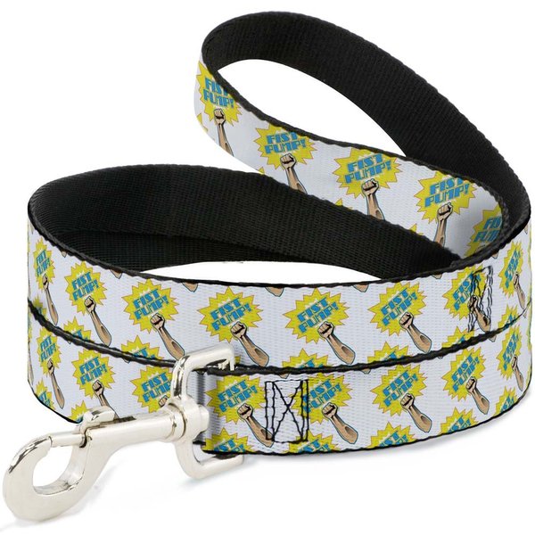 Dog Leash Fist Pump White Yellow 4 Feet Long 0.5 Inch Wide