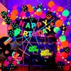 Glow in The Dark Birthday Party Decorations, Neon Birthday Party Decorations with Neon Balloons Garland, Porch Party Sign Let's Glow Crazy for Glow in The Dark Party supplies, Neon Party Decor