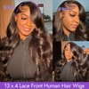 Lace Front Wigs Human Hair Pre Plucked 13x4 Body Wave Wigs For Black Women Human Hair Glueless Natural Wavy HD Transparent Frontal Wigs Human Hair With Baby Hair bleached knots 150% Densiy (24 Inch)